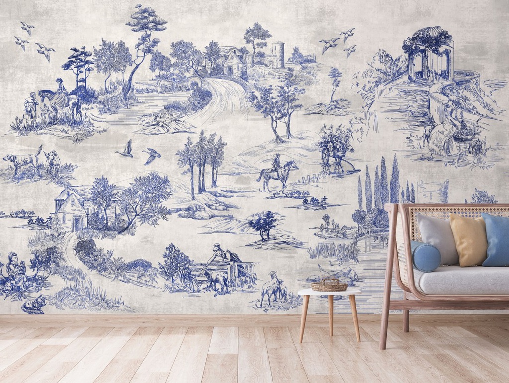 Papel Tapiz Paisaje Vintage Estilo Jouy