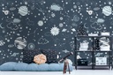 Papel Tapiz Espacio con Cielo Estrellado y Planetas Azules