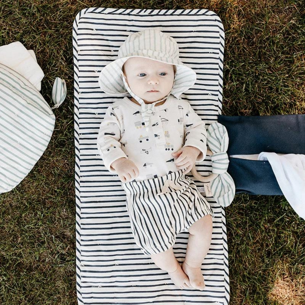 Striped On the Go Portable Changing Pad - Rose Pink