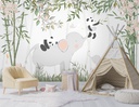 Papel Tapiz  - Bamboo Elefantes y Pandas
