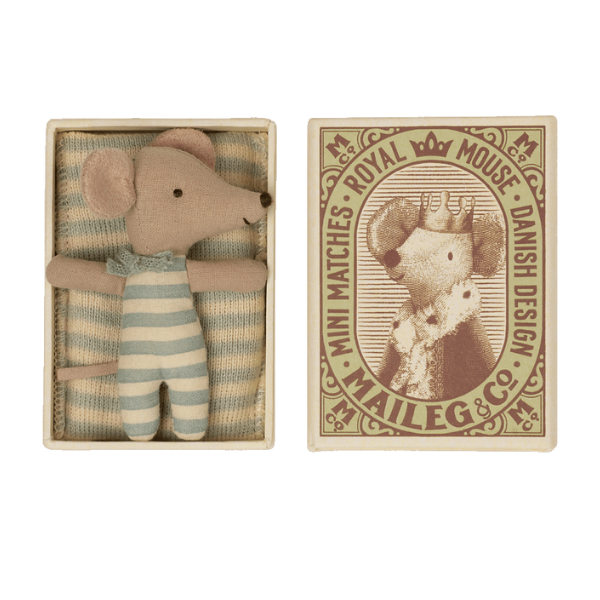 Maileg Baby Mouse Sleepy/Wakey in Matchbox - Boy