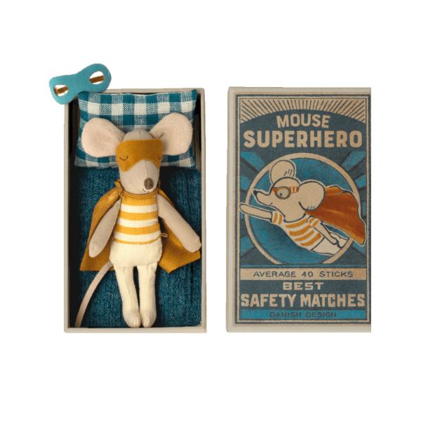 Maileg Super Hero in Matchbox - Mouse Little Brother