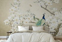 Papel Tapiz  - Pavo Real con Magnolia - Beige (M2)