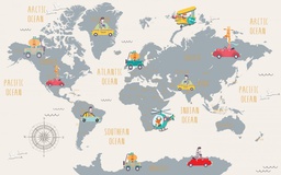 Papel Tapiz Niños Mapa con Carros (M2)